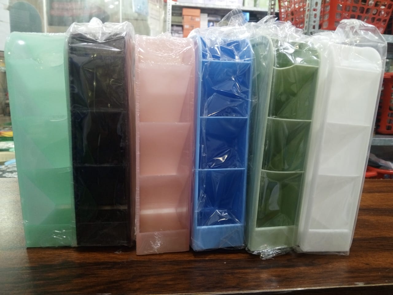 Stackable Multi-Compartment Translucent Pencil and Stationery Holder (Random Color)