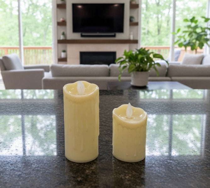 Realistic LED Dripping Wax Effect Flameless Candle Set (2 Piece)