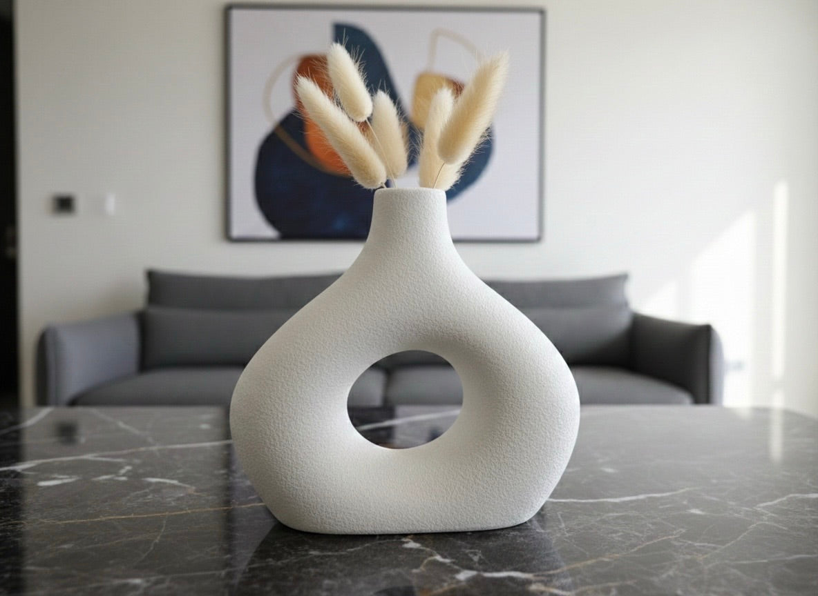 Minimalist Nordic Ceramic Doughnut Vase