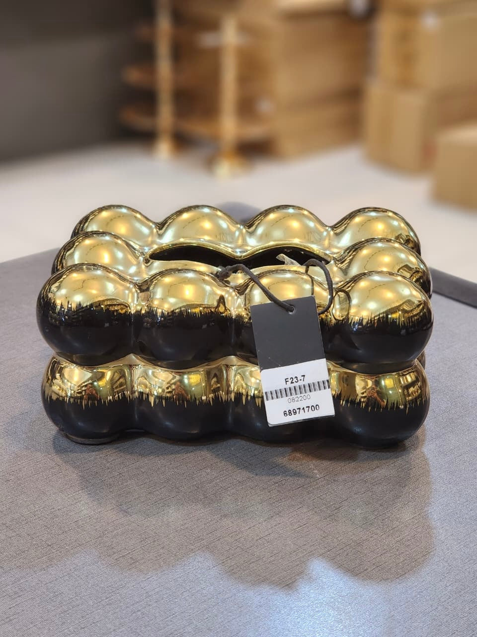 Luxury Metallic Gold Bubble Tissue Box Cover