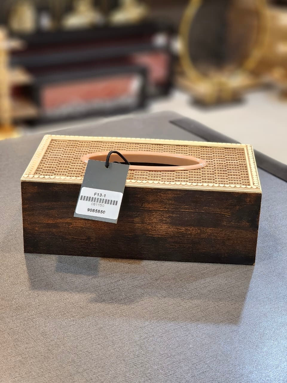 Elegant Rattan and Dark Wood Tissue Box Holder