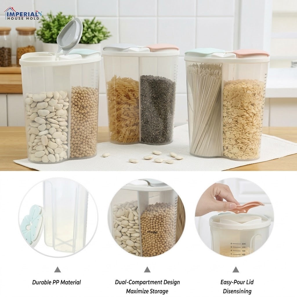 2 Grid Transparent PP Cereal Container