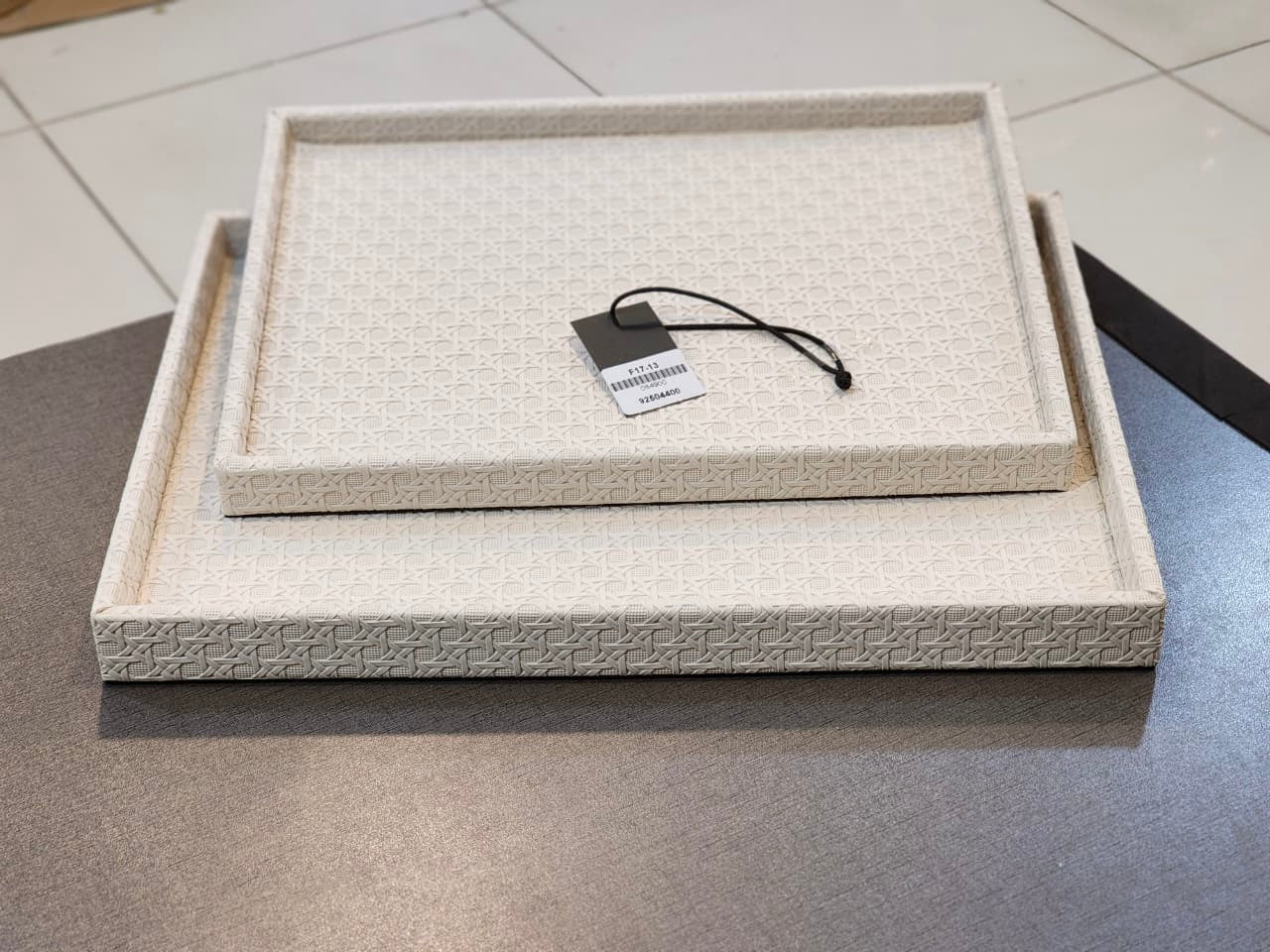 White Woven Design Serving and Display Tray Set