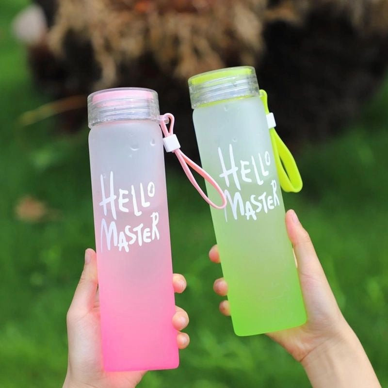 Hello Master Frosted Glass Water Bottle