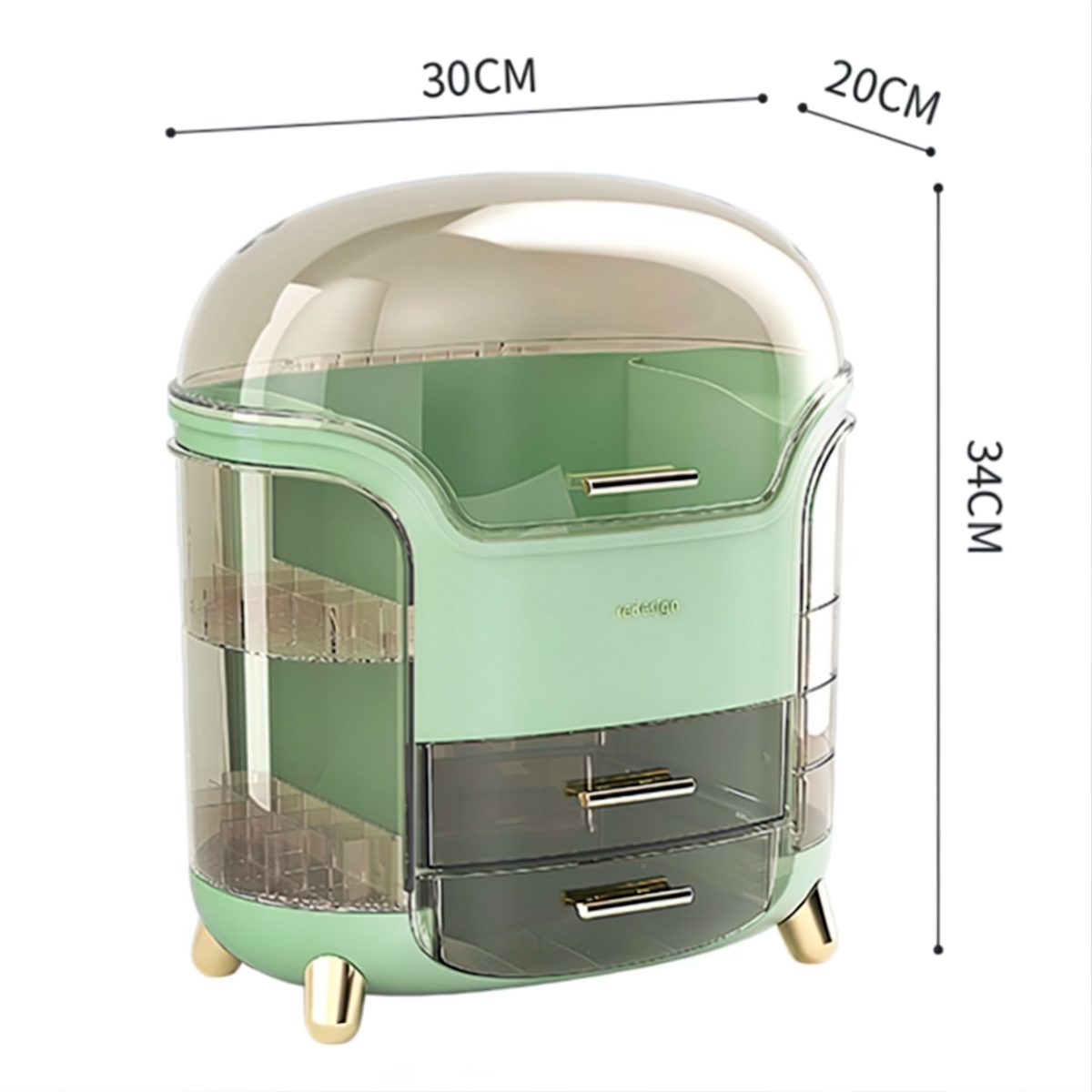 Luxury Dustproof Makeup Organizer Box with Rotating Side Doors & Drawers