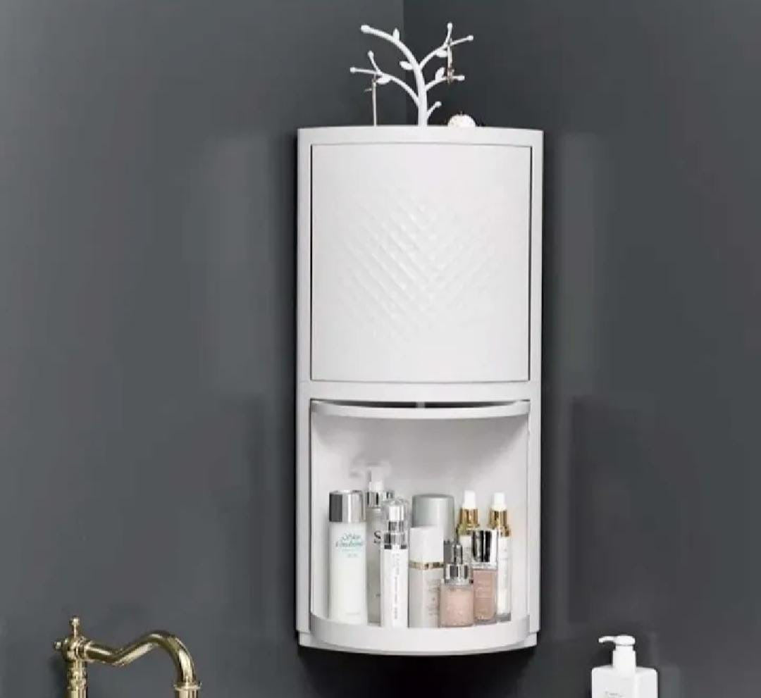 360° Rotating Triangle Corner Shelf With Door