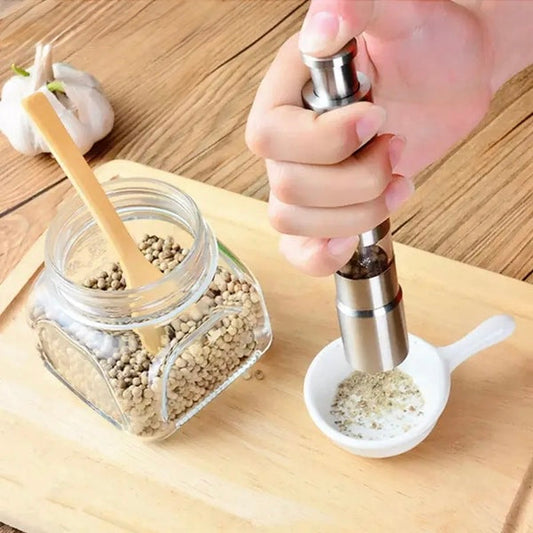 Portable One-Handed Stainless Steel Pepper Grinder