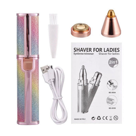 2-in-1 Rechargeable Glitter Eyebrow Trimmer & Facial Hair Shaver