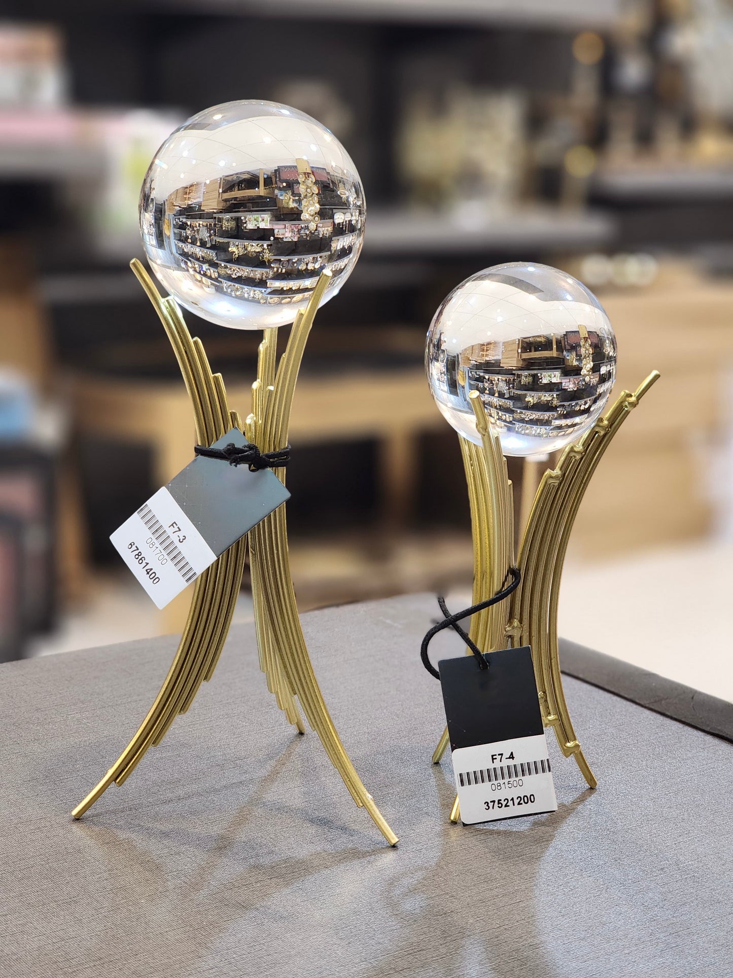 Celestial Spheres on Gilded Wheat Stand Set (2 Piece)
