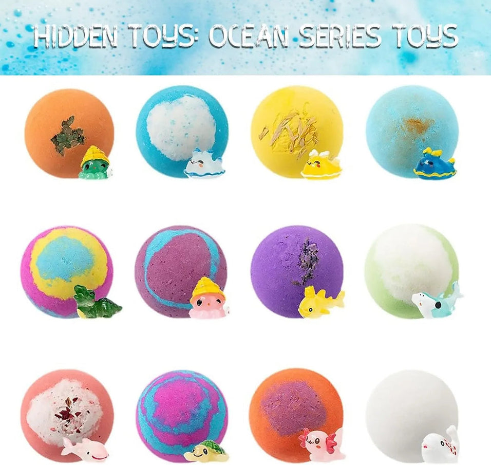 Ocean Series Kids Bath Bomb Gift Set with Surprise Hidden Toys (12 Pack)