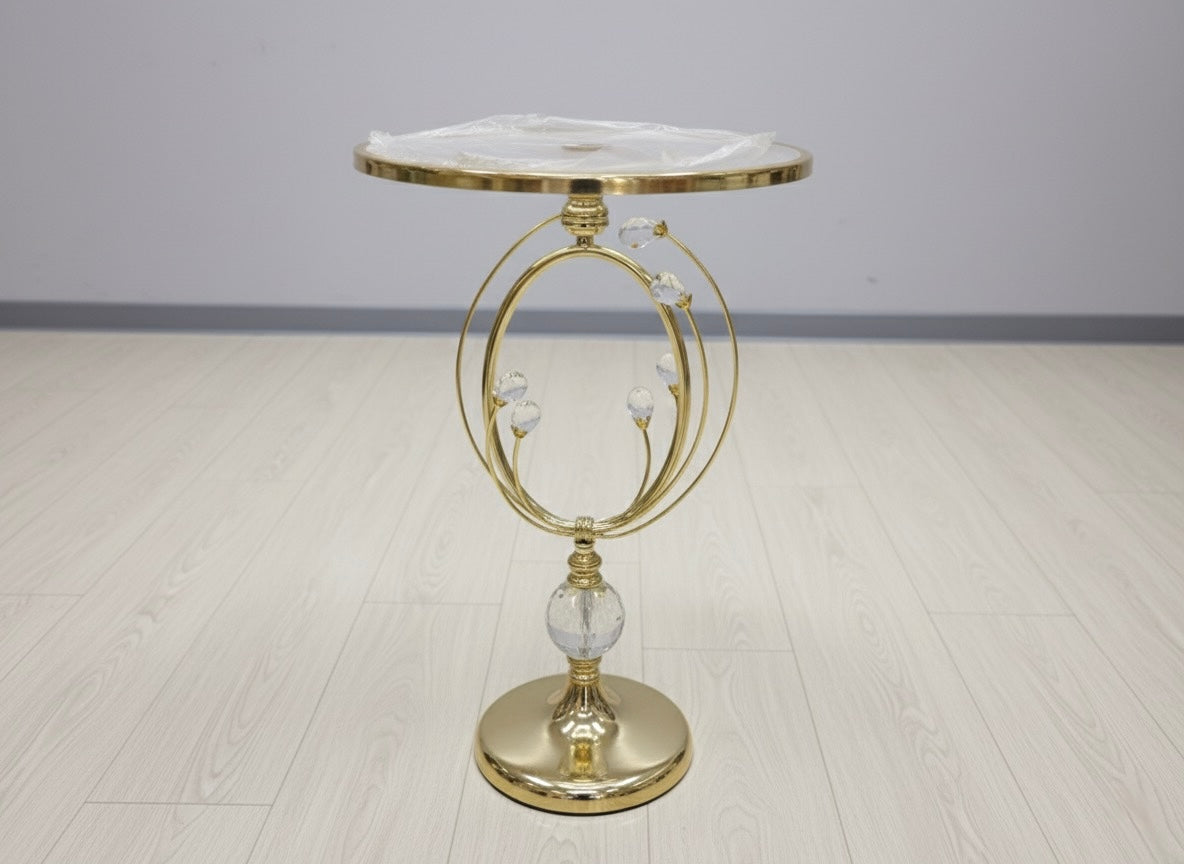 Luxury Golden & Crystal Accent Side Table