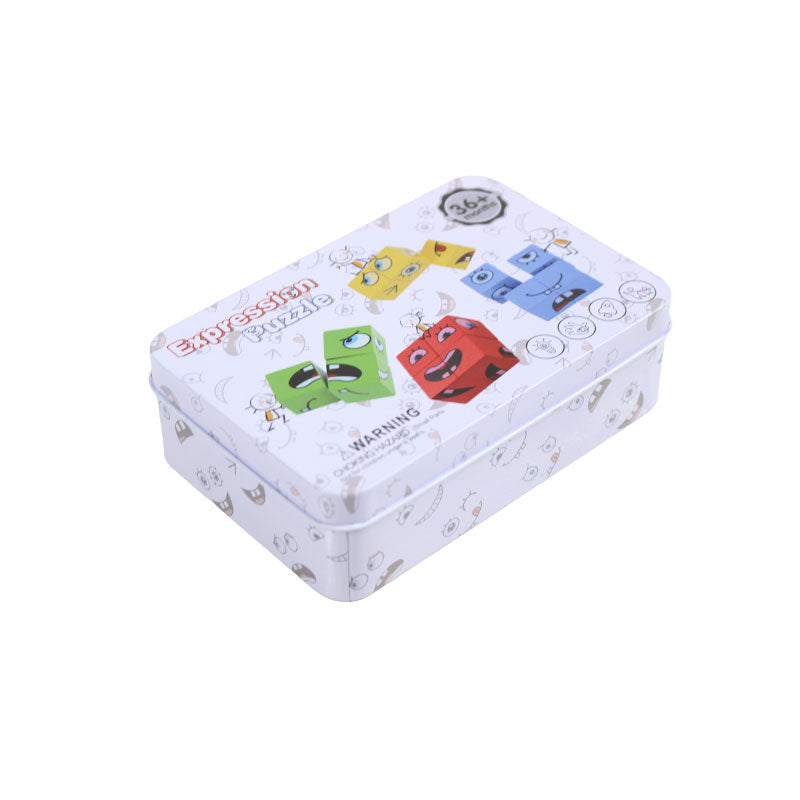 Face Changing Expression Building Blocks Puzzle Game with Storage Tin