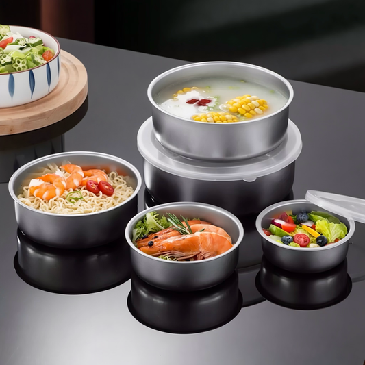 Stainless Steel Nesting Food Storage Bowl Set with Airtight Lids (Set of 5)