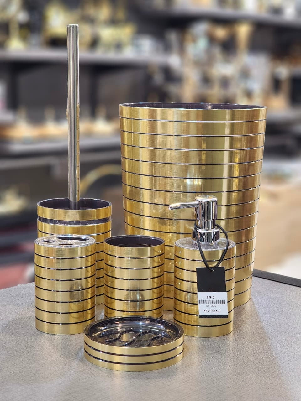 6-Piece Metallic Striped Bathroom Accessory Set