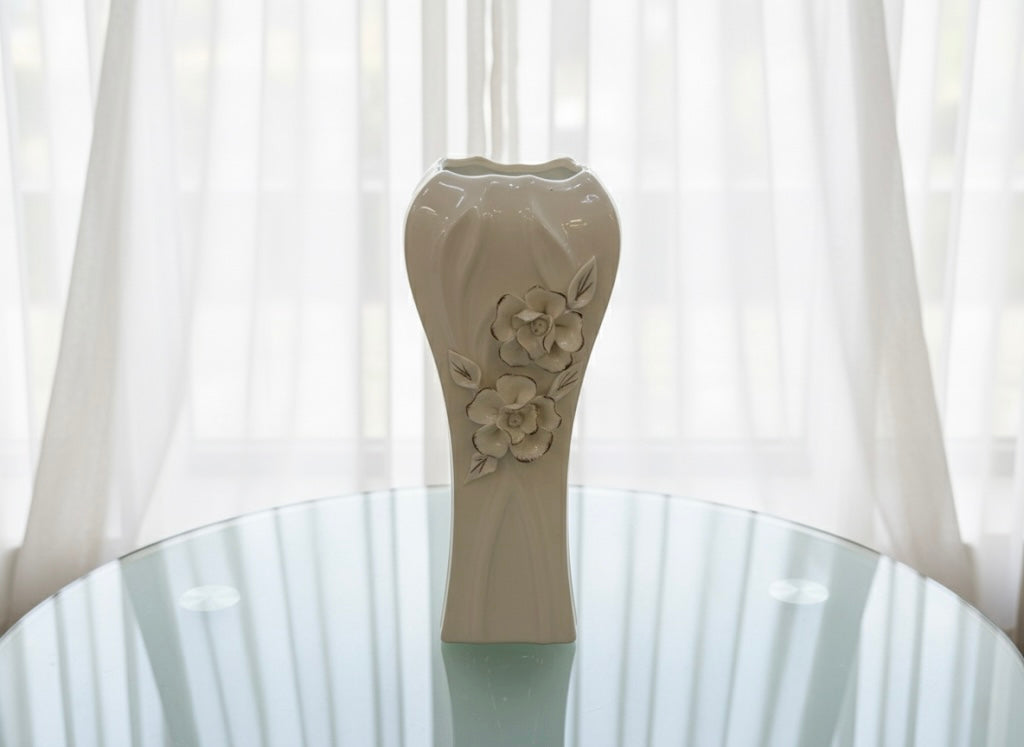 Elegant Ceramic Flower Relief Vase