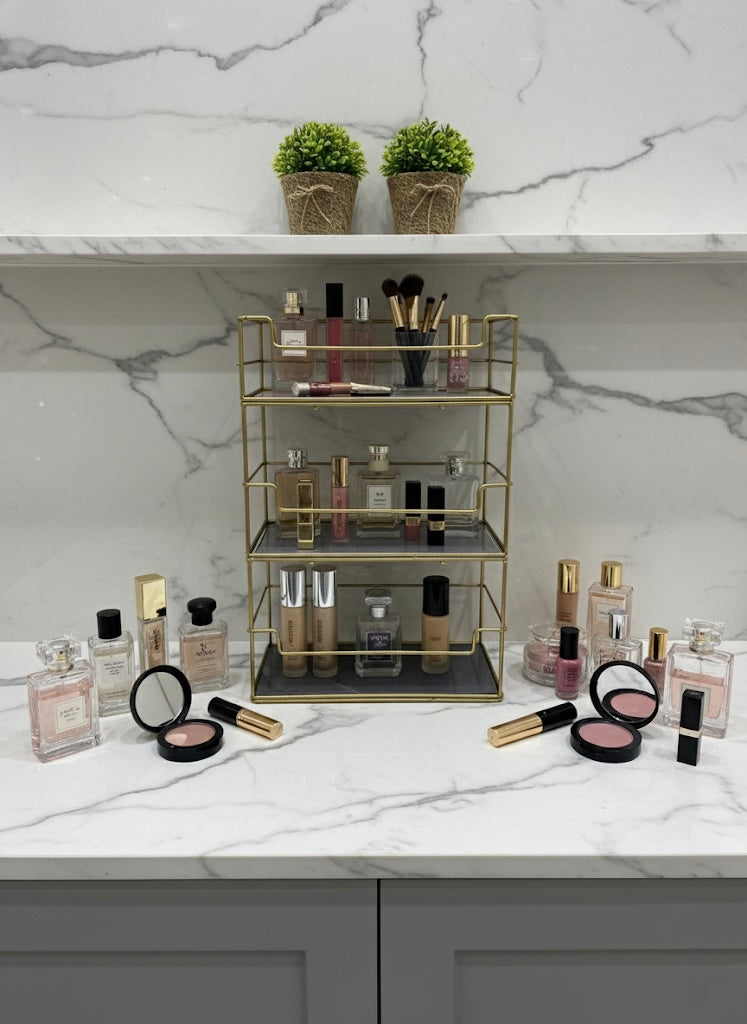 3-Tier Gold Metal Countertop Organizer