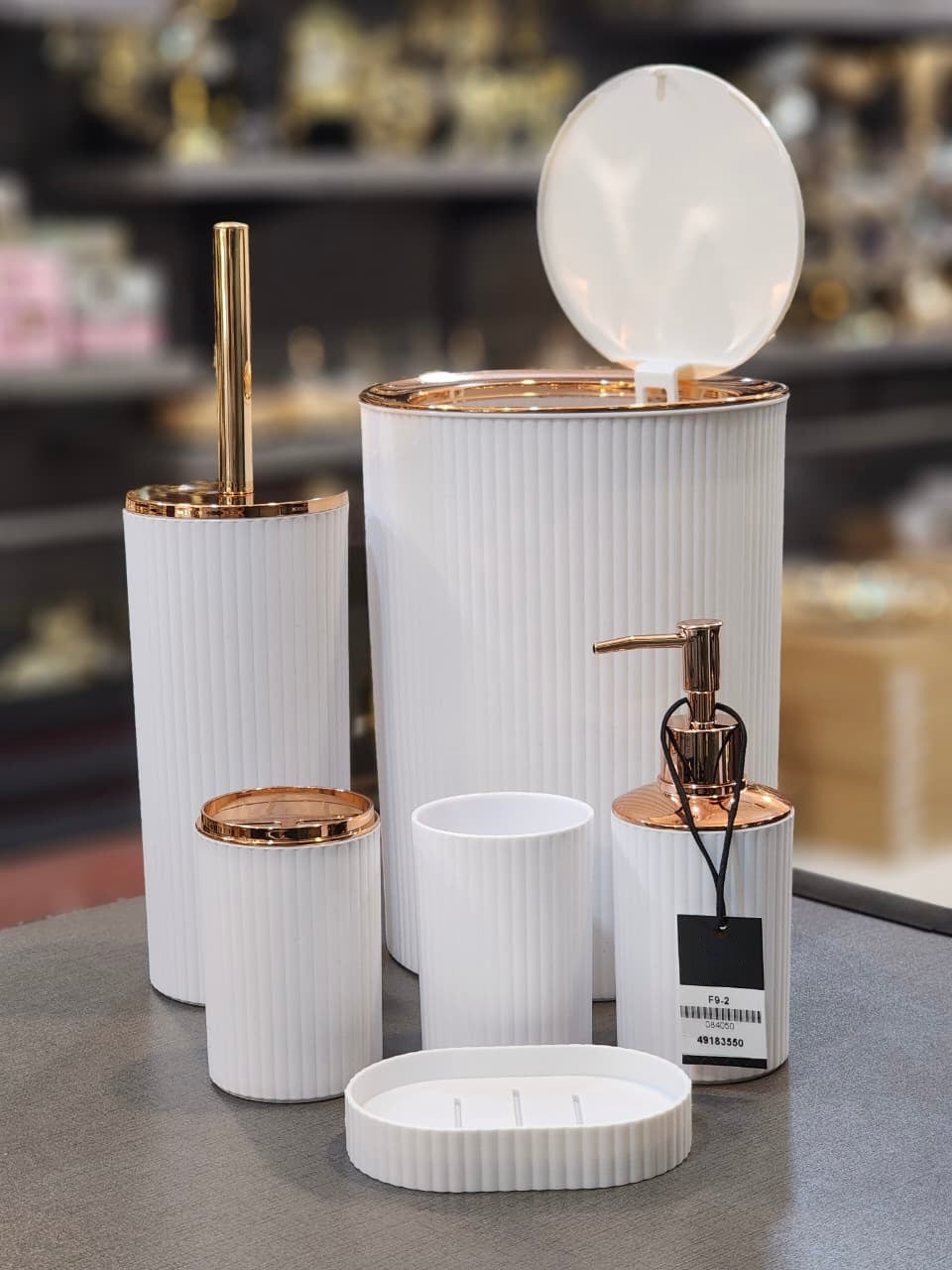 6-Piece Ribbed Bathroom Accessory Set
