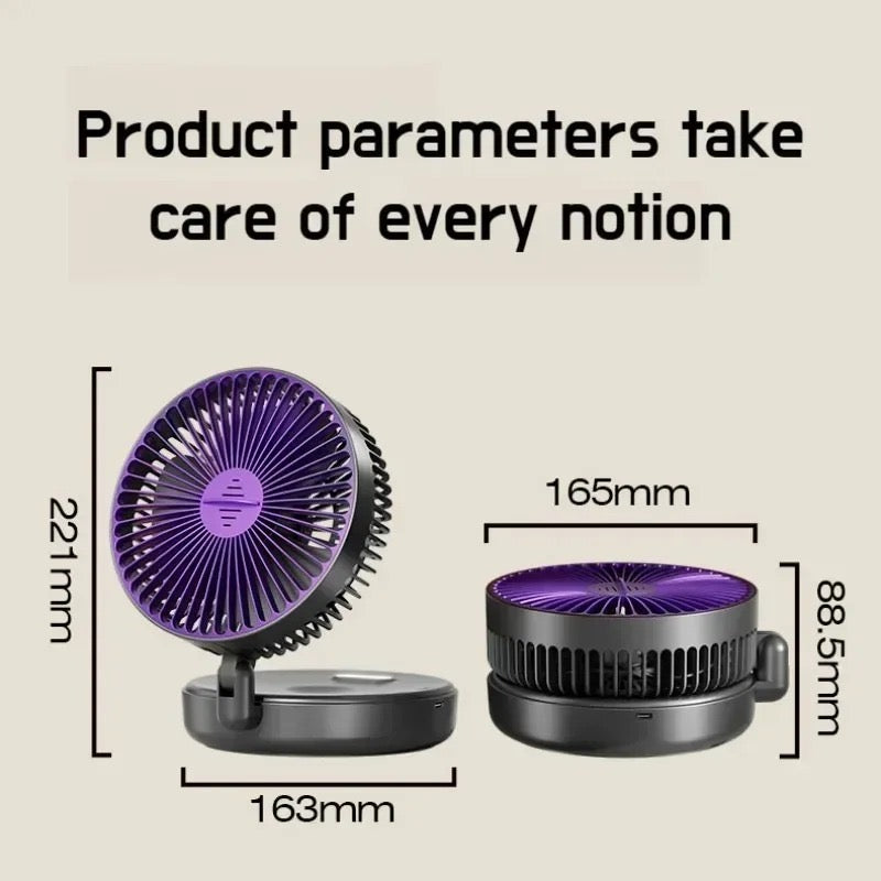 Portable Folding Wireless Desk Fan with Night Light