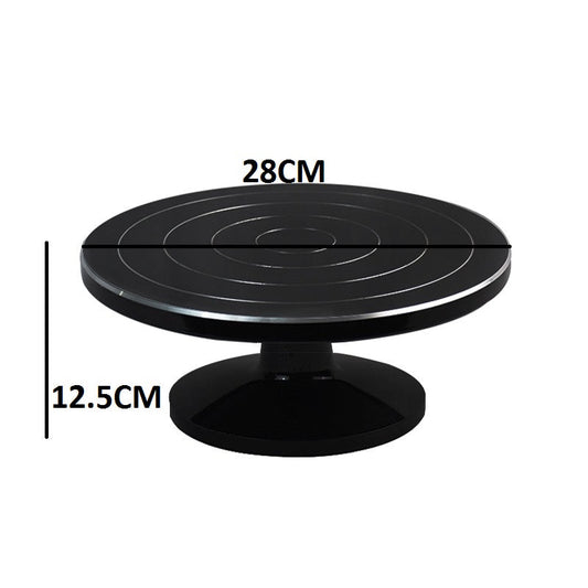 Professional Revolving Cake Turntable (28cm) - Black & Silver