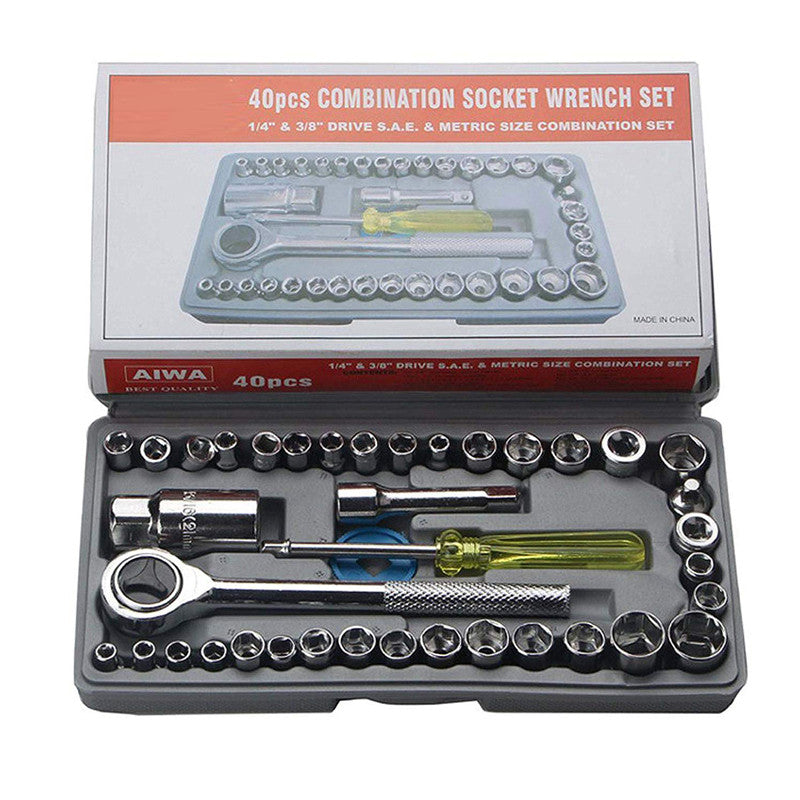 40-Piece Combination Socket Wrench and Tool Set