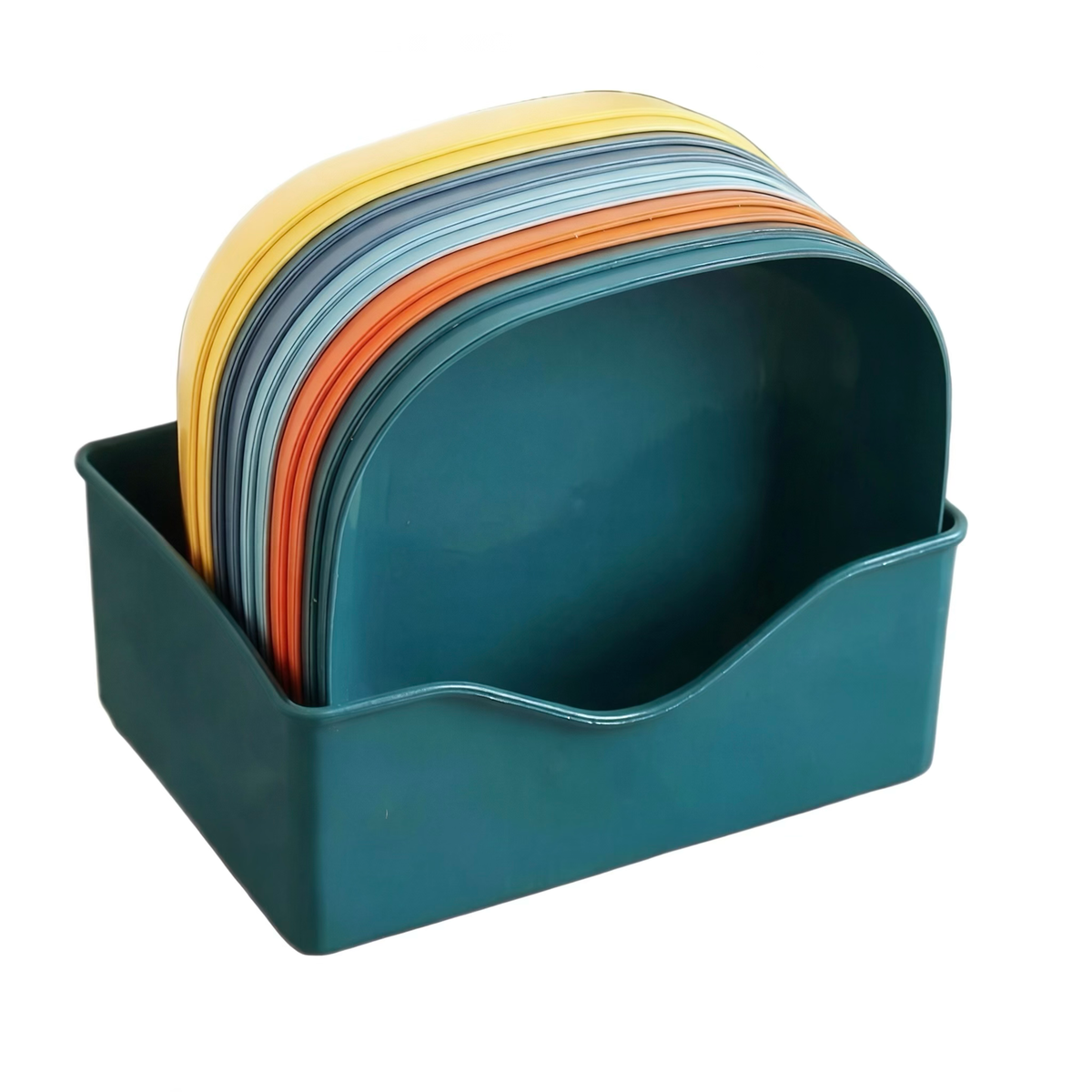 10pcs Colorful Plastic Plate Set with Storage Caddy