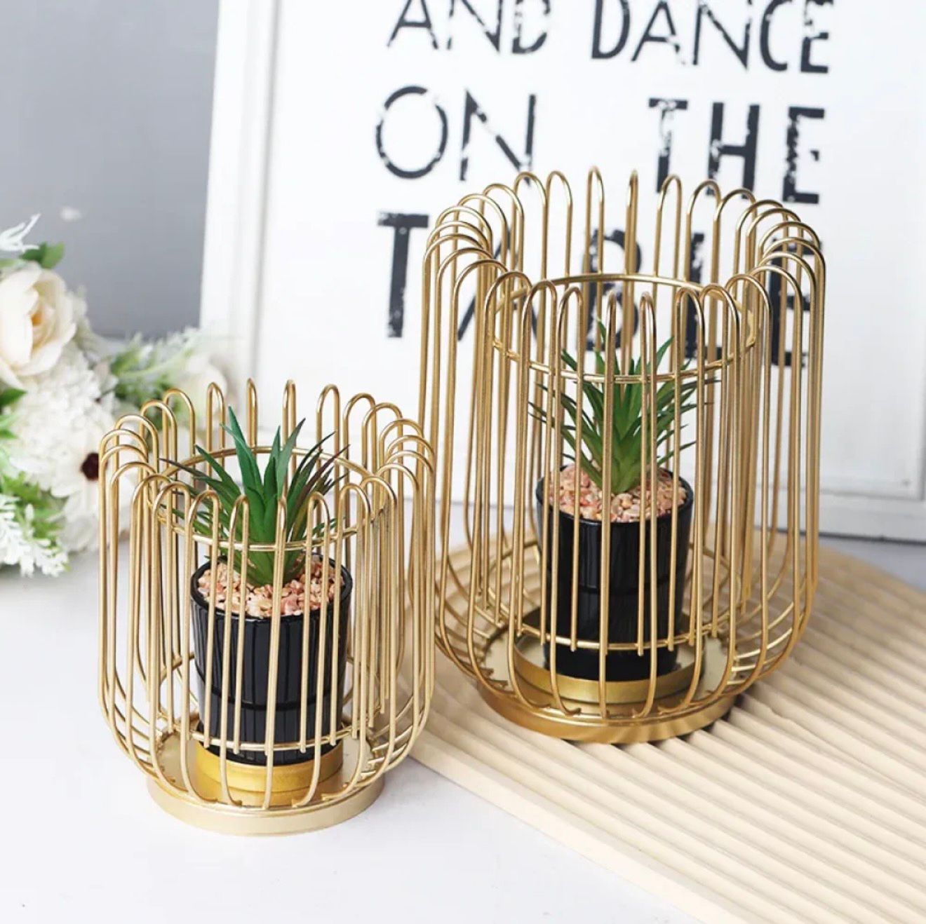 Nordic Luxury Iron Handicraft Plant Set ( Big & Small ) ( 2 Piece )