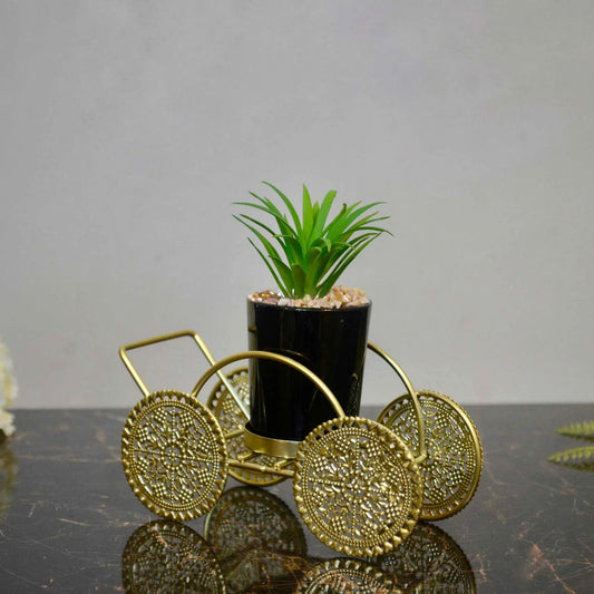 Gold Metal Cart With Planter
