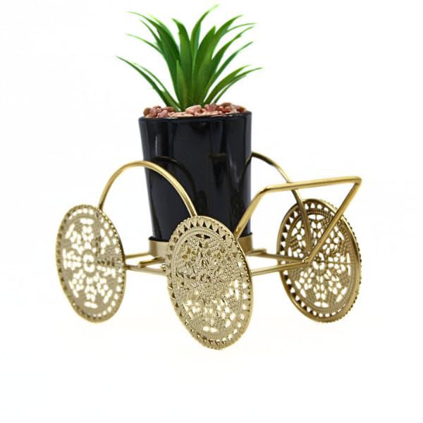 Gold Metal Cart With Planter