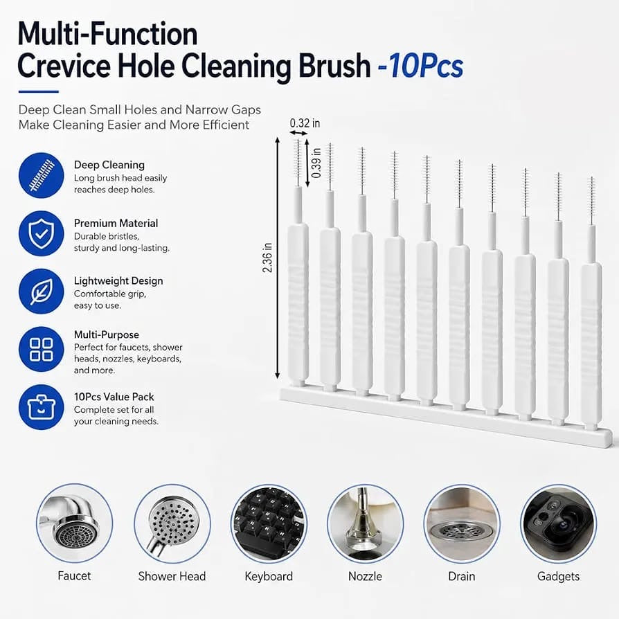 10 Pcs Shower Cleaning Brush Set Anti-Clogging Small Brush