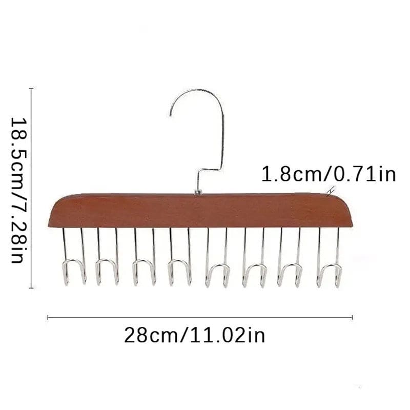 Wooden Suspender Hanger 8 Hook 360-Degree Swivel Closet Organizer