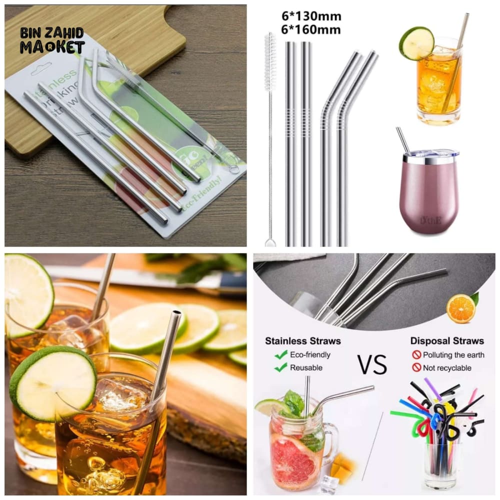 Pack Of 5 Stainless Steel Straw Set