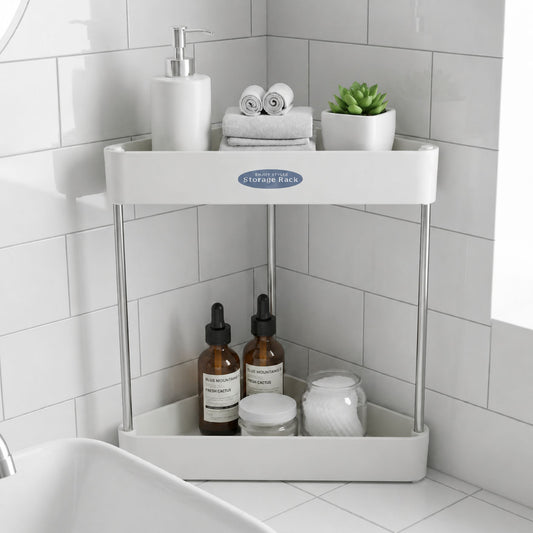 2-Layer Corner Storage Rack Bathroom Kitchen Organizer
