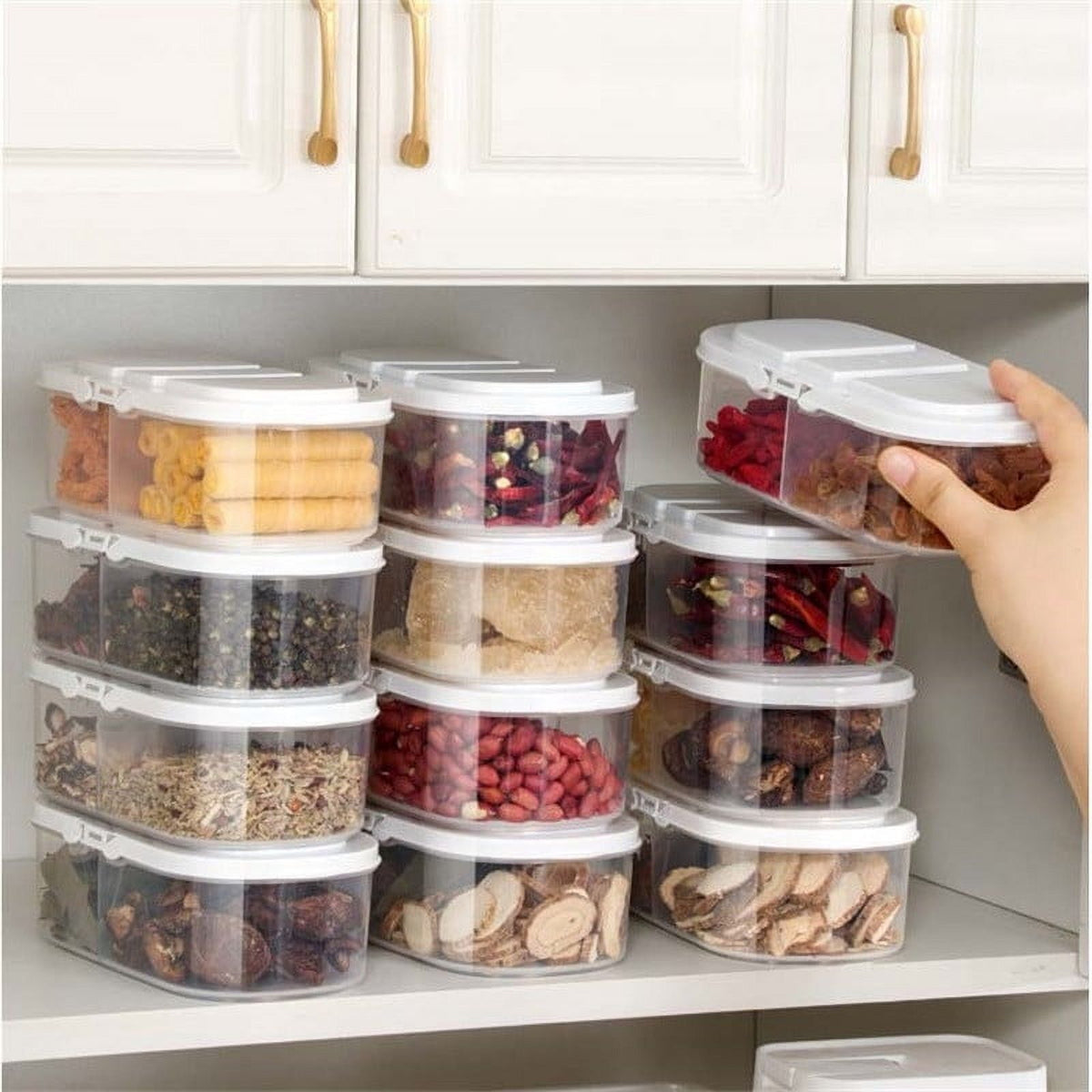 4 Piece Plastic Spice Container Set With 2 Way Lids
