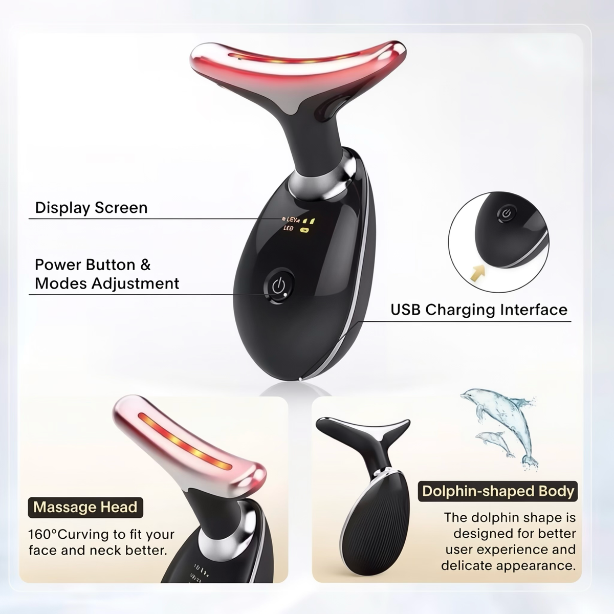 Electric LED Light Therapy Face and Neck Massager