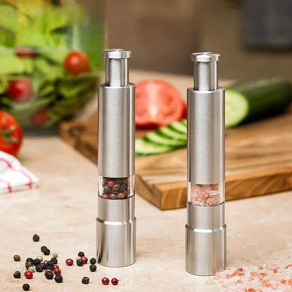 Portable One-Handed Stainless Steel Pepper Grinder