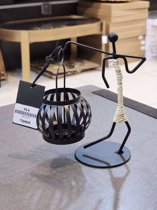 Artisan Iron Stickman Lantern Holder