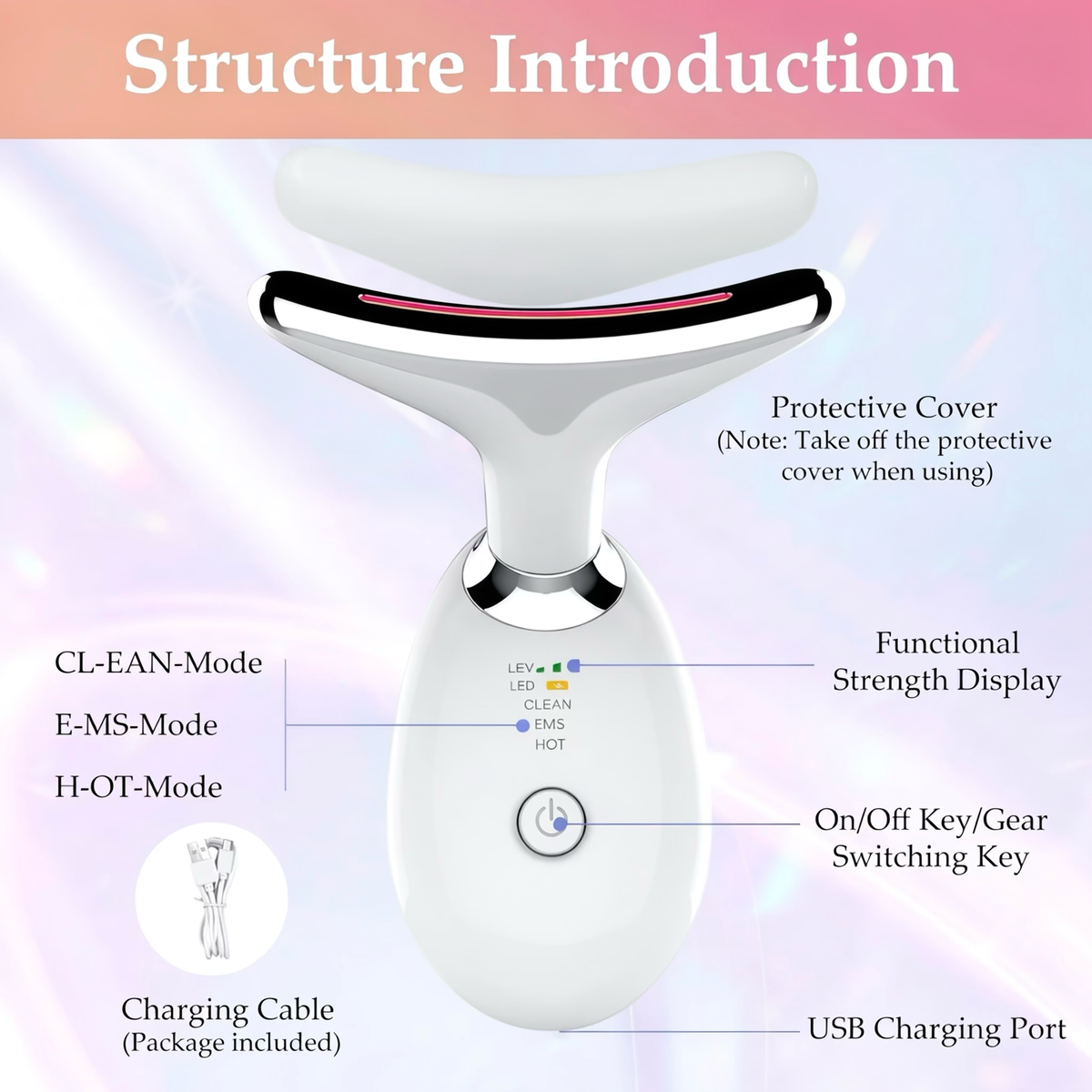Electric LED Light Therapy Face and Neck Massager