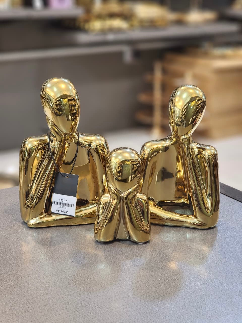 Modern Gold Abstract Family Sculpture Set