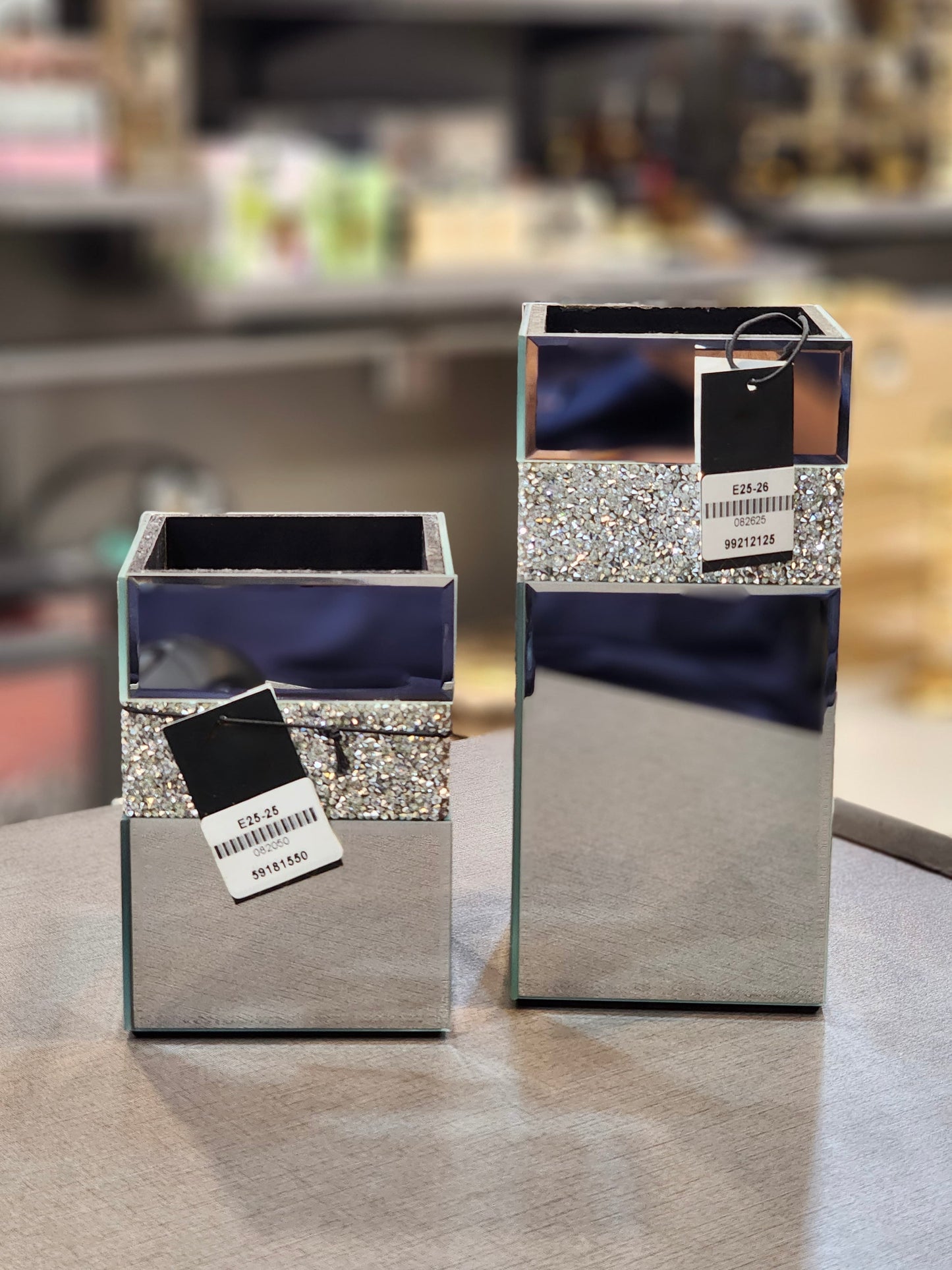 Elegant Mirrored Crystal Vases