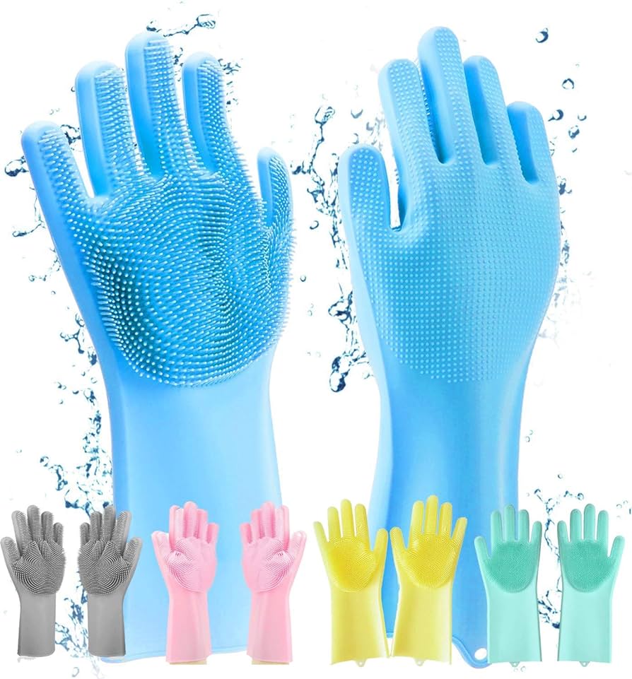 Silicone Kitchen Gloves Pair (Random color)