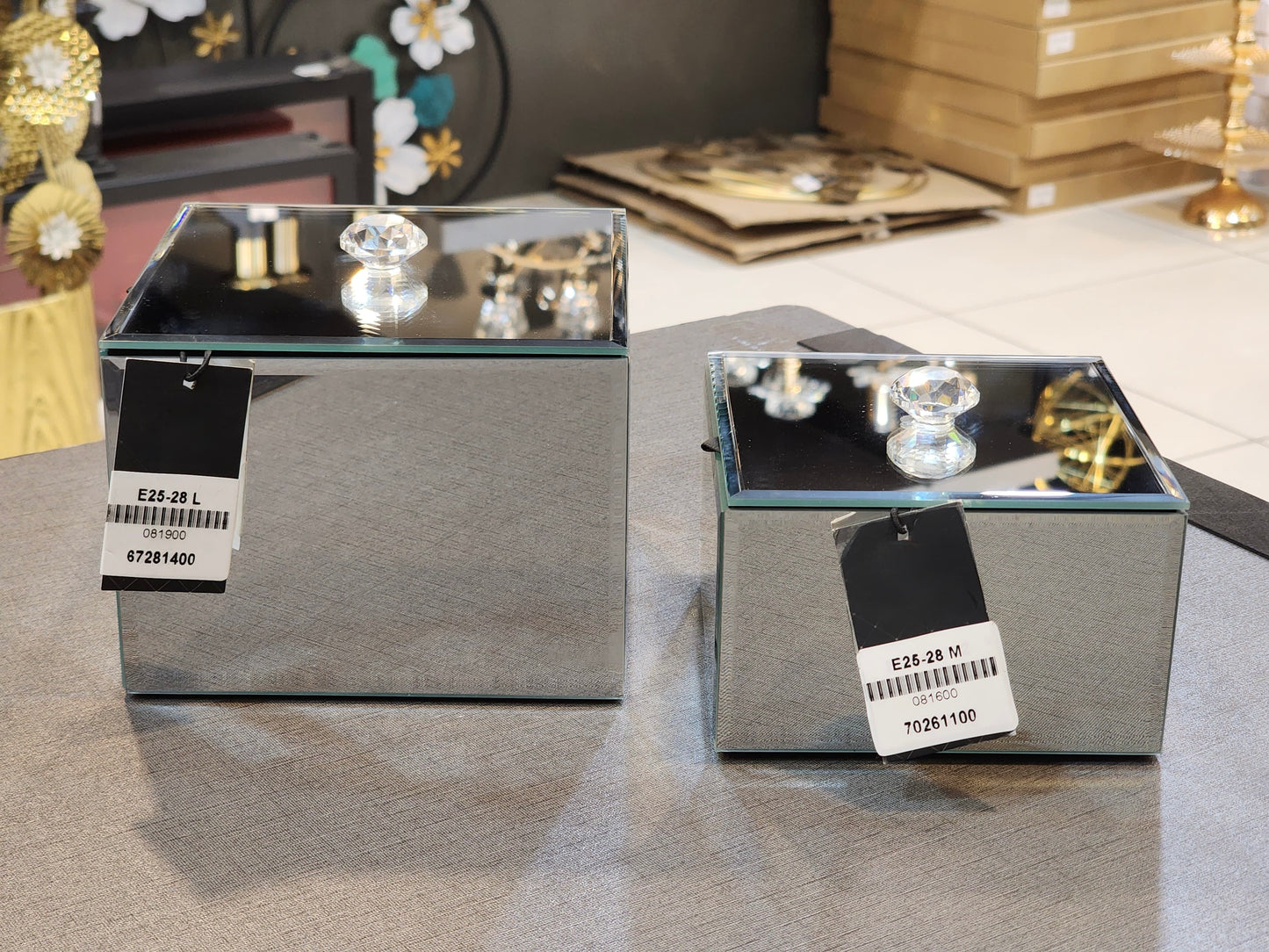 Elegant Mirrored Keepsake Boxes Set