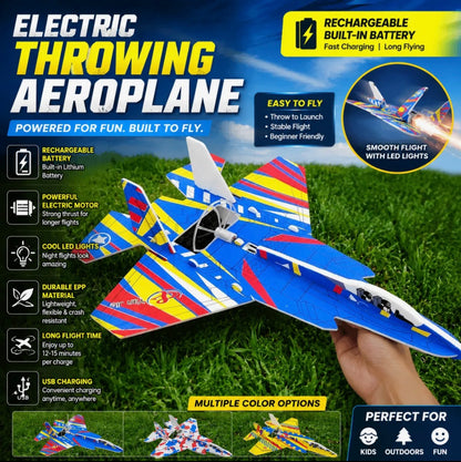 Electric Foam Aeroplane Fighter USB Rechargeable Hand Throw Glider Assembled