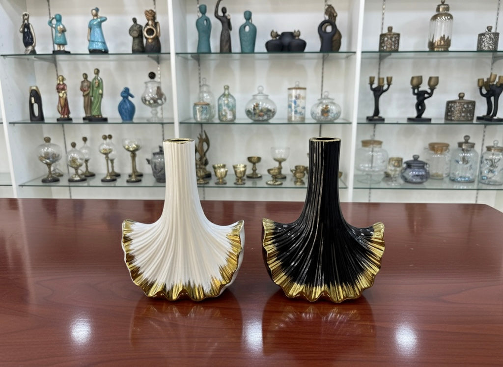 Modern Ginko-Inspired Ceramic Vases