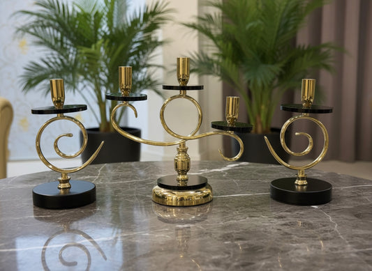 Golden Spiral Candelabra Set