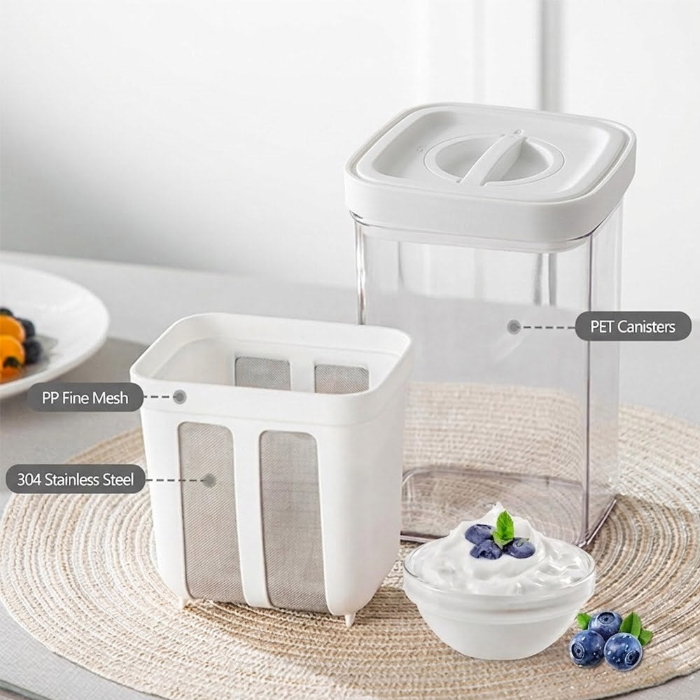 Greek Yogurt Strainer & Whey Separator Container with Fine Mesh Filter