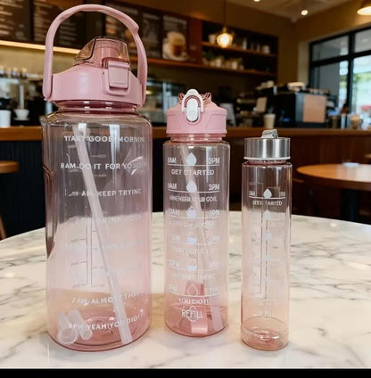 Pack Of 3 Motivational Water Bottle Large Capacity Leakproof