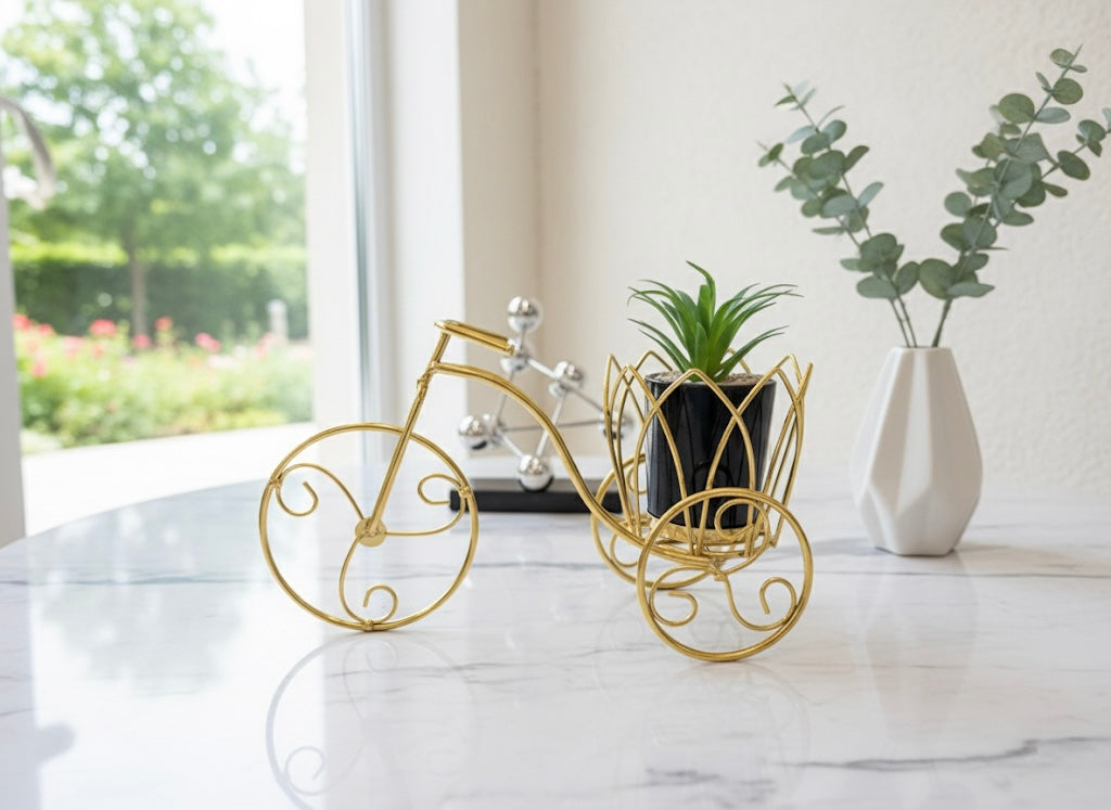 Golden Bicycle Planter