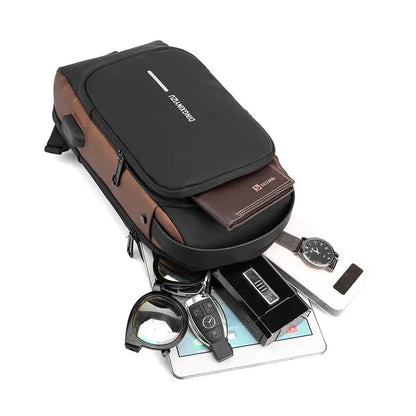 Anti-Theft Waterproof Sling Bag with USB Charging Port
