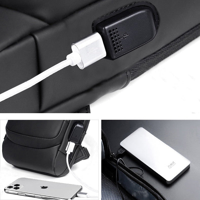 Anti-Theft Waterproof Sling Bag with USB Charging Port