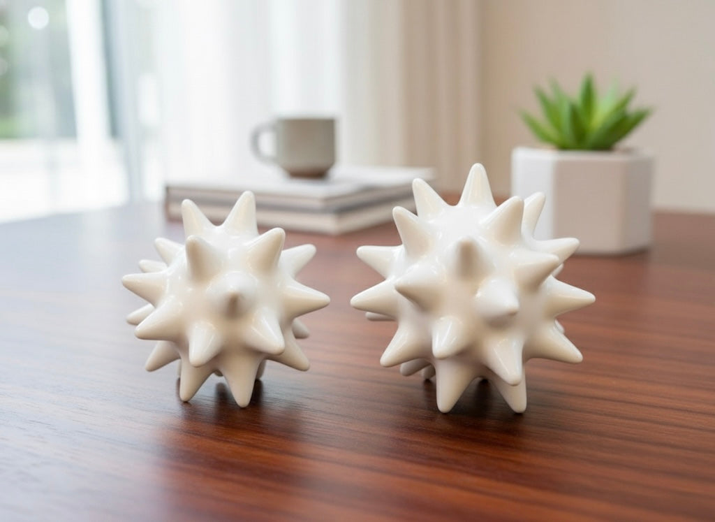 Ceramic Sea Urchin Sculptures ( Black & White Set )